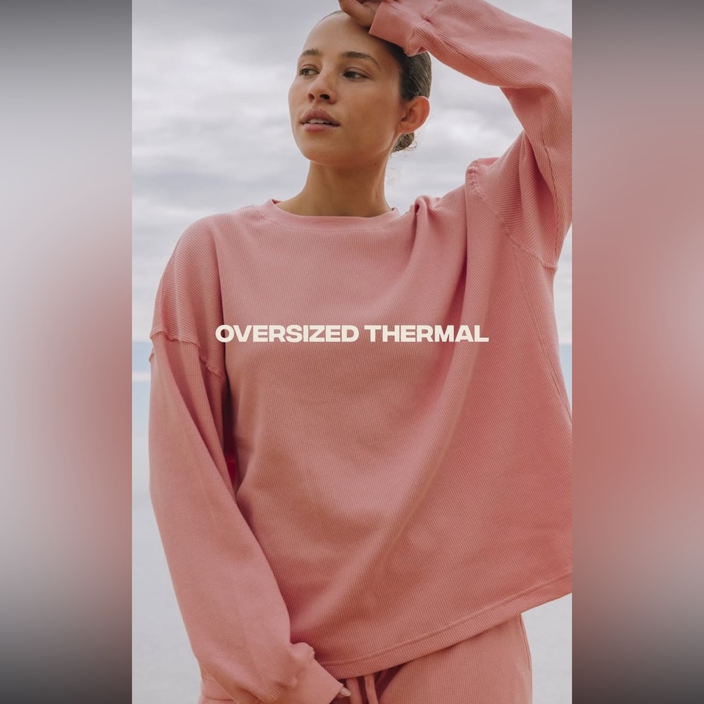Daily Drills oversized thermal in dusty rose